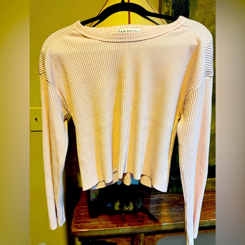 Wildfox Crop Ribbed Long sleeve T shirt